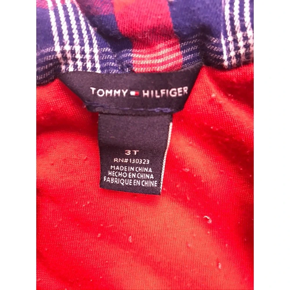 Tommy Hilfiger Quilted‎ Vest Kids 3T Red  Ruffle Hem Plaid Trim Puffer